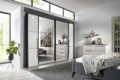 Denver-sleeping von SchlafKONTOR trendline - Nachtkonsole 2 Schubladen weiß - graphit