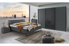 Tilburg von Wimex - Bett saharagrau mit Beleuchtung