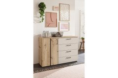 Genomi von SchlafKONTOR - Schwebe-/ Drehtürenschrank Eiche - kaschmir