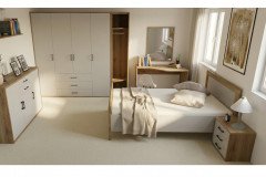 Achat Komfort von Priess - 3-teiliges Schlafzimmerset weiß/ Artisan-Eiche