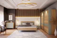Whenua von Forte - Schlafzimmer-Set 4-teilig Mauvella-Oak - sage green