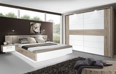 Rondino von Forte - Bett 140 x 200 cm Sandeiche - weiß