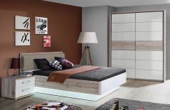 Rondino von Forte - Bett 140 x 200 cm Sandeiche - weiß