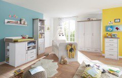 Luca von POL Power - Wandregal Pinie Nachbildung weiß/ trüffel ca. 100 cm breit