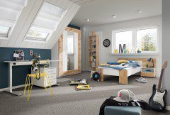 cadre von Röhr-Bush - Bettkonsole mit 1 Schubkasten weiß - Eiche Votan