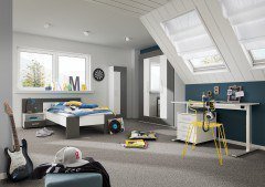 cadre von Röhr-Bush - Bettkonsole mit 1 Schubkasten weiß - Eiche Votan