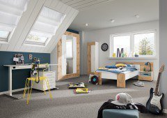 cadre von Röhr-Bush - Bettkonsole mit 1 Schubkasten weiß - Eiche Votan