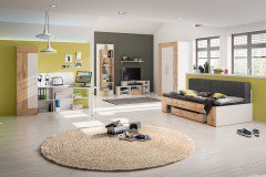 cadre von Röhr-Bush - Bettkonsole mit 1 Schubkasten weiß - Eiche Votan