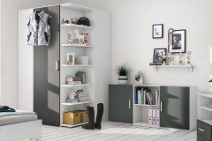 cadre von Röhr-Bush - Bettkonsole mit 1 Schubkasten weiß - Eiche Votan