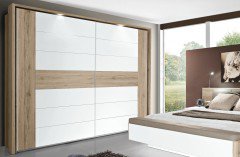 Rondino von Forte - Bett 140 x 200 cm Sandeiche - weiß