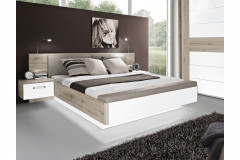 Rondino von Forte - Bett 140 x 200 cm Sandeiche - weiß