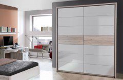 Rondino von Forte - Bett 140 x 200 cm Sandeiche - weiß