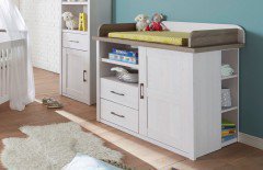 Luca von POL Power - Wandregal Pinie Nachbildung weiß/ trüffel ca. 100 cm breit