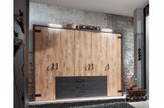 Detroit von Wimex - Doppelbett Eiche/ Metall im Industrie Stil