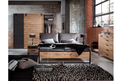 Detroit von Wimex - Doppelbett Eiche/ Metall im Industrie Stil