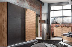 Detroit von Wimex - Doppelbett Eiche/ Metall im Industrie Stil