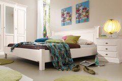 Menorca von Rojas Mobiliario - Holzbett weiß im Landhausstil