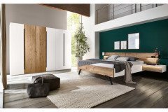 Zano von Thielemeyer - Bettanlage weiß - Balkeneiche silbergrau