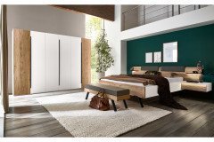 Zano von Thielemeyer - Bettanlage weiß - Balkeneiche silbergrau