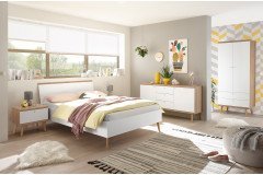 Lena von Kollektion Letz - Bett in Weiß & Eiche Riviera-Nachbildung