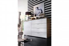 Aditio von Rauch Orange - Nachttisch Hochglanz weiß - Eiche Sonoma