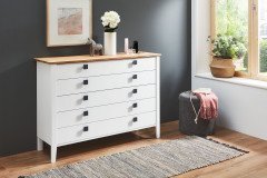 Basella von Disselkamp - Landhaus-Bett 140x200 cm weiß - Wildeiche