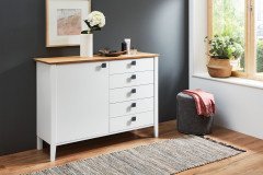 Basella von Disselkamp - Landhaus-Bett 140x200 cm weiß - Wildeiche