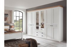 Basella von Disselkamp - Landhaus-Bett 140x200 cm weiß - Wildeiche