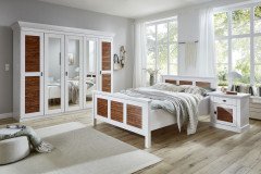 Capri von Jumek Möbel - Landhaus-Bett Kiefer weiß-bernsteinfarbig