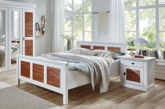 Capri von Jumek Möbel - Landhaus-Bett Kiefer weiß-bernsteinfarbig
