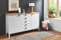 Basella von Disselkamp - Landhaus-Bett 140x200 cm weiß - Wildeiche