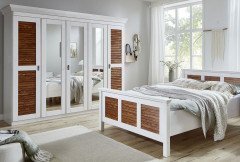 Capri von Jumek Möbel - Landhaus-Bett Kiefer weiß-bernsteinfarbig