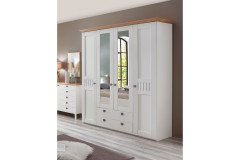 Basella von Disselkamp - Landhaus-Bett 140x200 cm weiß - Wildeiche