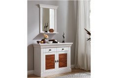 Capri von Jumek Möbel - Landhaus-Bett Kiefer weiß-bernsteinfarbig