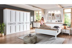 Basella von Disselkamp - Landhaus-Bett 140x200 cm weiß - Wildeiche