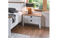 Basella von Disselkamp - Landhaus-Bett 140x200 cm weiß - Wildeiche