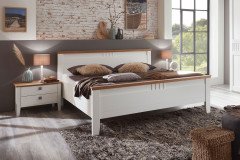 Basella von Disselkamp - Landhaus-Bett 140x200 cm weiß - Wildeiche