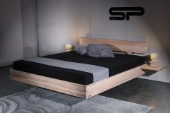 Slim von Sprenger Möbel - Doppelbett aus Holz Sumpfeiche weiß geölt