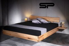 Slim von Sprenger Möbel - Doppelbett aus Holz Sumpfeiche weiß geölt