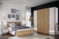 Lenybelardo von Forte - Schlafzimmer-Einrichtung mit Bettkasten & Beleuchtung