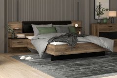 Leonard-sleeping von Forte - Schlafzimmer-Set Flagstaff-Eiche - schwarz