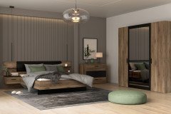 Leonard-sleeping von Forte - Schlafzimmer-Set Flagstaff-Eiche - schwarz