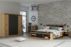 Kaszimiro von Forte - Bettbank mit rollengeführter Schiebetür & Polster