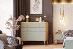 Whenua von Forte - Schlafzimmer-Set 4-teilig Mauvella-Oak - sage green