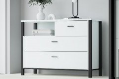 High Rock von Forte - modernes Schlafzimmer-Set 4-teilig hellgrau - schwarz