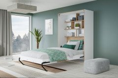 S-Room von Forte - Standelement mit Tisch und Regal weiß - Catania Eiche