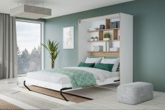 S-Room von Forte - Standelement mit Tisch und Regal weiß - Catania Eiche