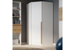 S-Room von Forte - Standelement mit Tisch und Regal weiß - Catania Eiche