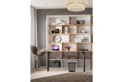 S-Room von Forte - Standelement mit Tisch und Regal weiß - Catania Eiche