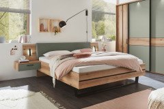 Essenta von SchlafKONTOR trendline - Bettanlage 180x200 cm Eiche - salbei mit Beleuchtung